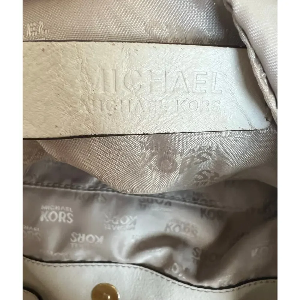 Michael Kors Signature Brown Canvas with‎ White Leather Shoulder/Hand Bag Purse